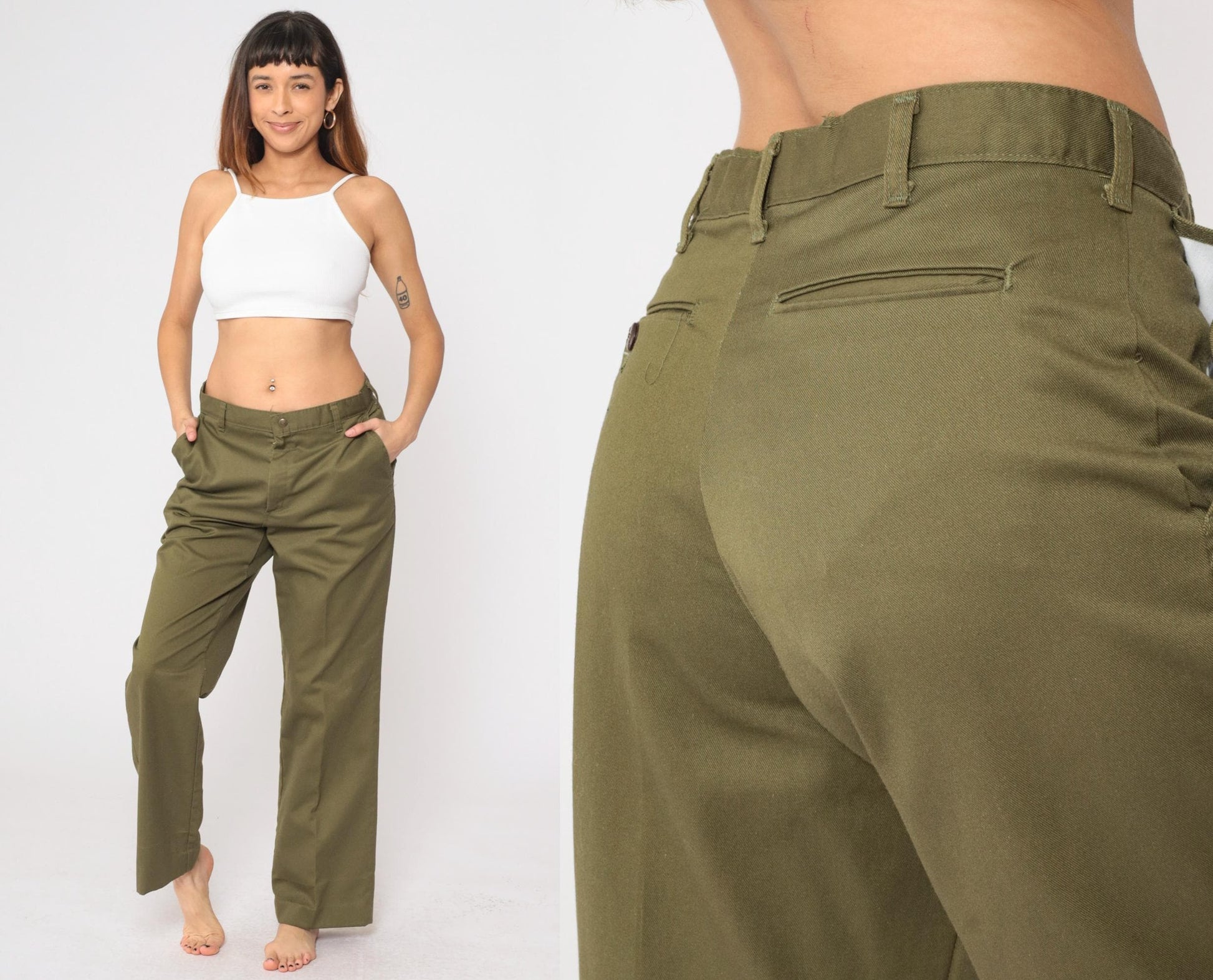 90s Boy Scouts of America Olive Green High-Waisted Trousers Medium 33