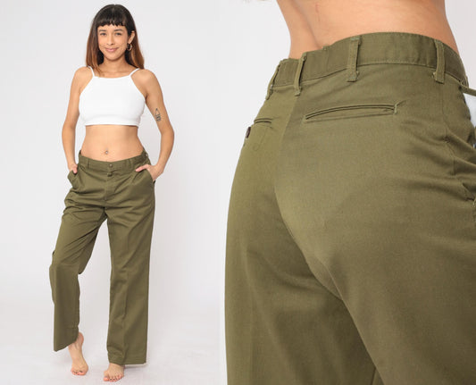 90s Boy Scouts of America Olive Green High-Waisted Trousers Medium 33