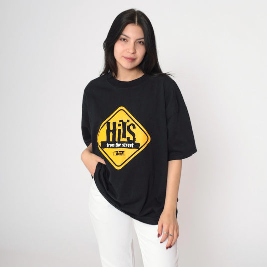 90s BET Hits From The Street Graphic T-Shirt Black Cotton Tee Extra Large