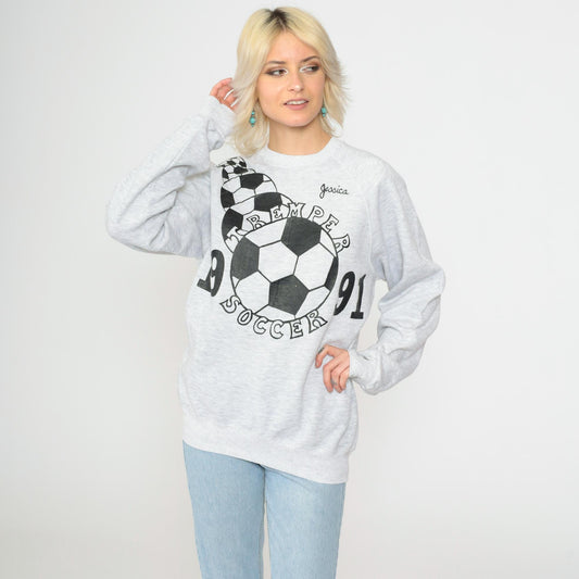 1991 Tremper Soccer Sweatshirt 90s Kenosha High School Heather Grey Raglan Large