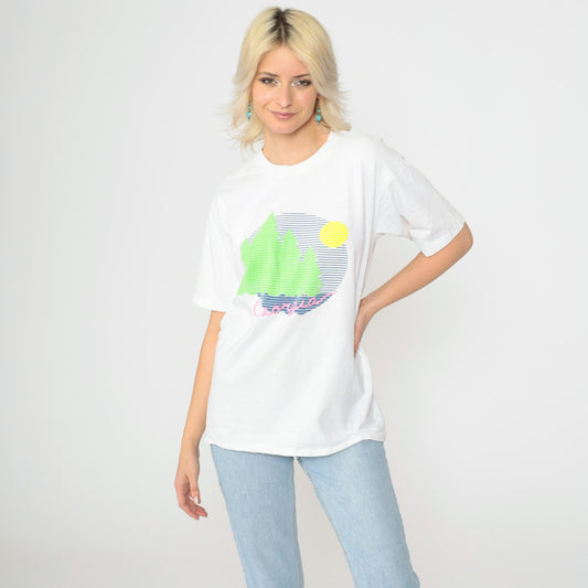 90s Georgia Forest Lake Nature Graphic T-Shirt White Cotton Medium