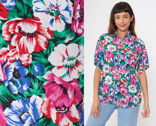 90s Guess by Georges Marciano Floral Button Up Shirt Medium