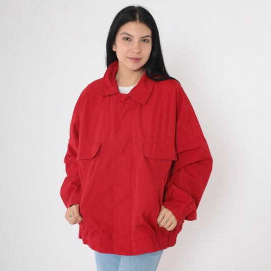 80s London Fog Red Bomber Windbreaker Jacket Extra Large XL