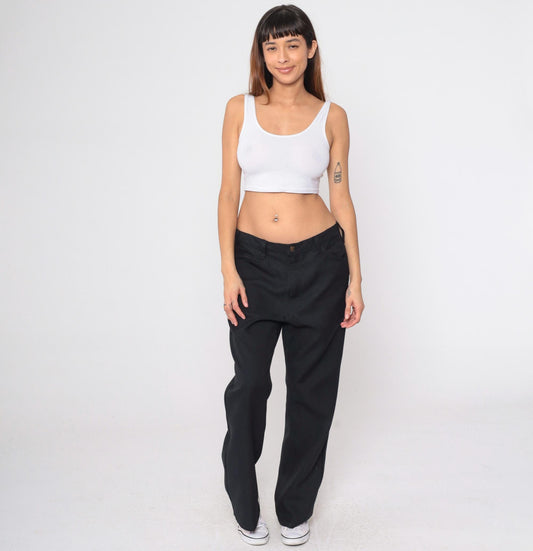 70s Levi's Black High Rise Straight Leg Trousers 38 x 30