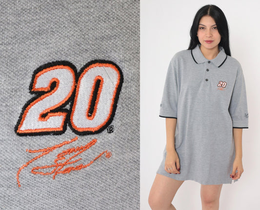Chase Authentics Tony Stewart #20 NASCAR Polo Shirt Grey Medium