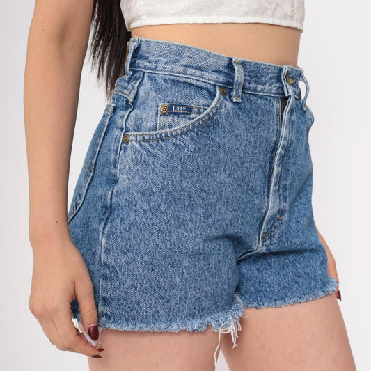 Lee Stonewash Denim Cutoff Shorts High Waisted 90s Blue Small