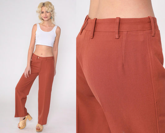 70s Terra Cotta High-Rise Straight Leg Trousers Small