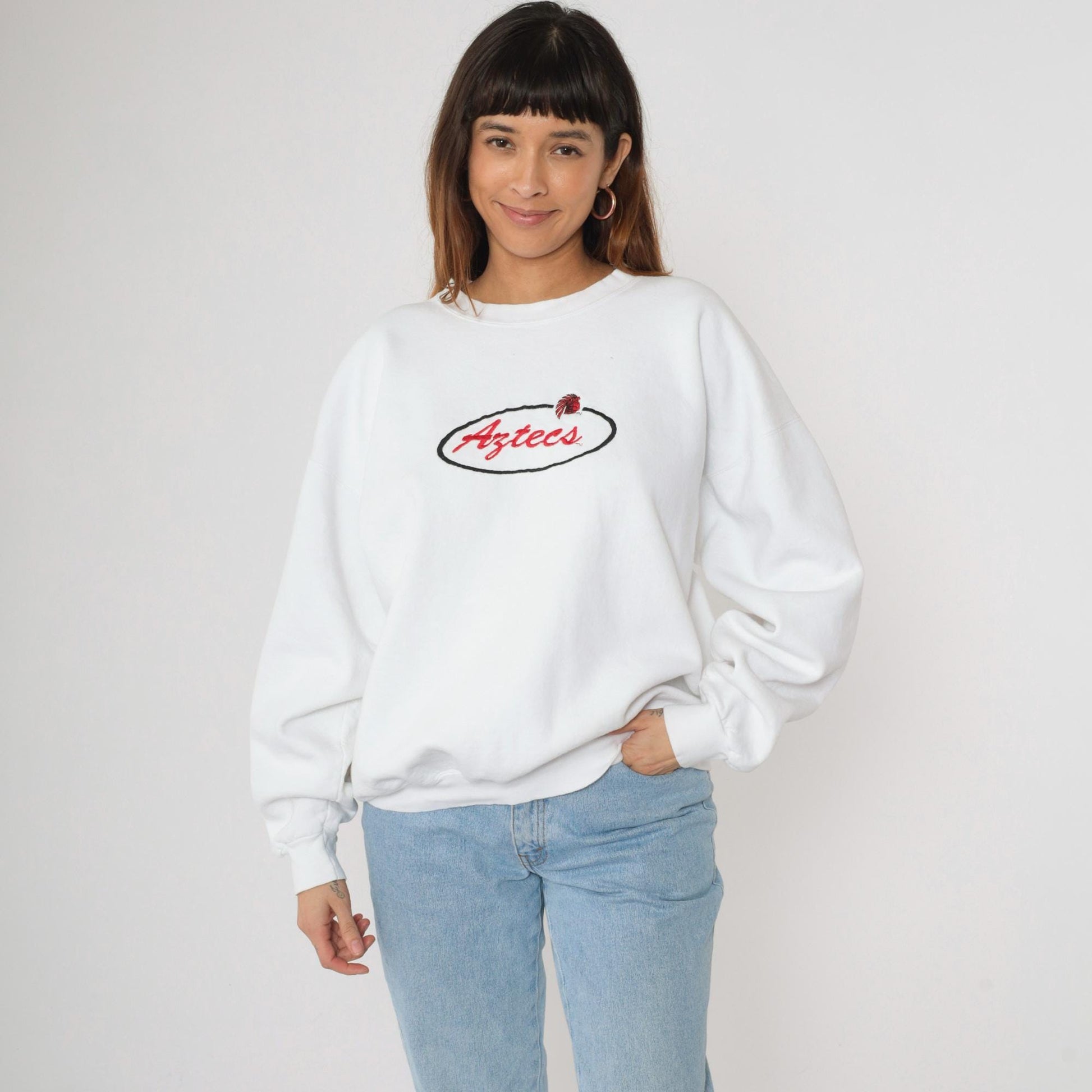 90s SDSU Aztecs San Diego State University Sweatshirt White Graphic Crewneck Extra Large XL