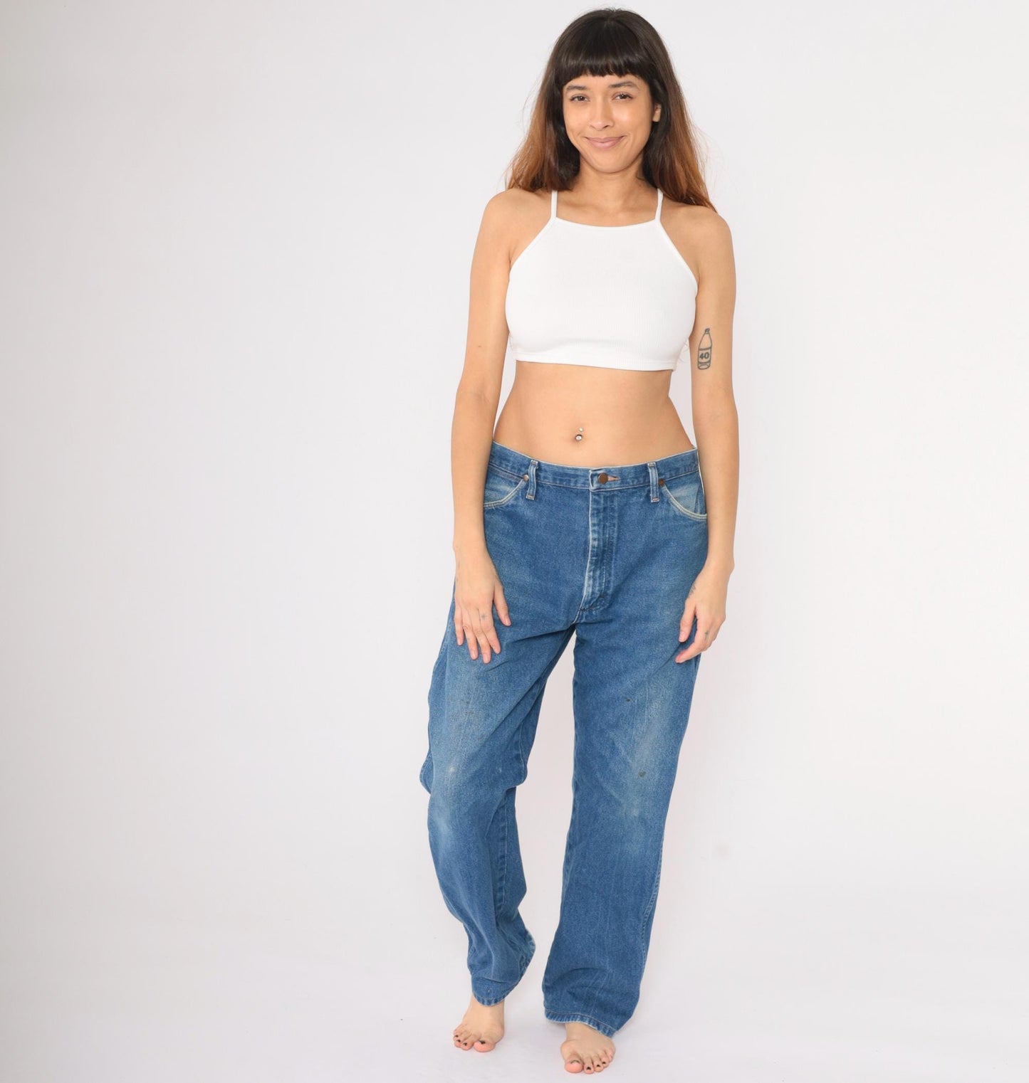 90s Wrangler Straight Leg High Rise Jeans Blue Denim Men's 36x34