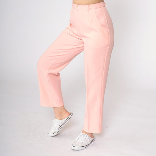 80s Levi's Bend Over Pink High-Waist Straight Leg Trousers Small