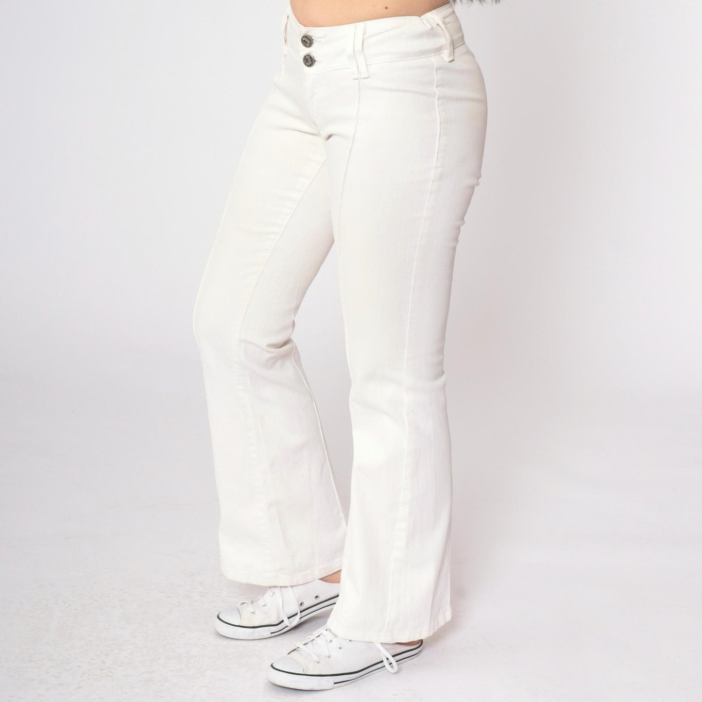 90s C'est Toi White Low Rise Flared Trousers Extra Small