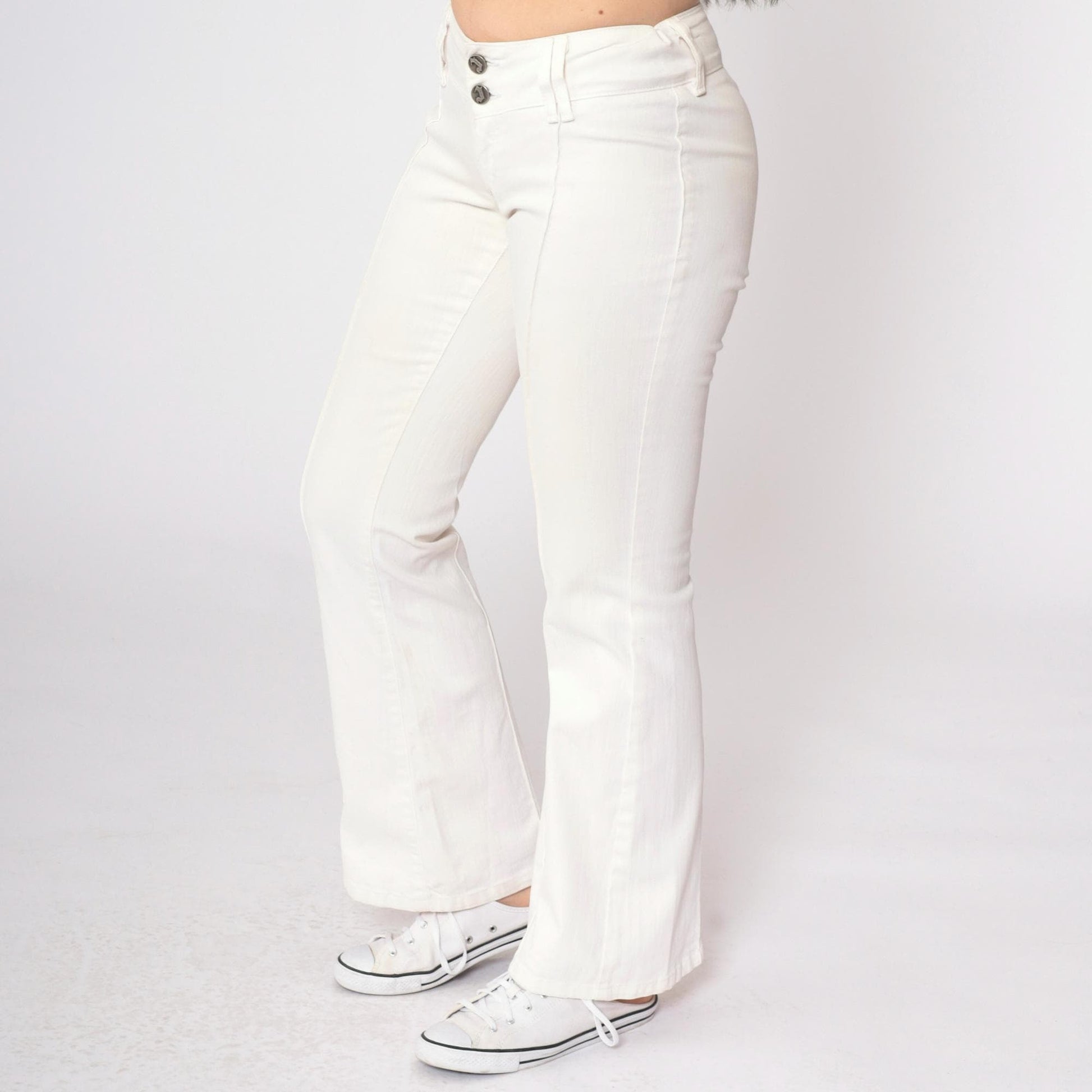 90s C'est Toi White Low Rise Flared Trousers Extra Small