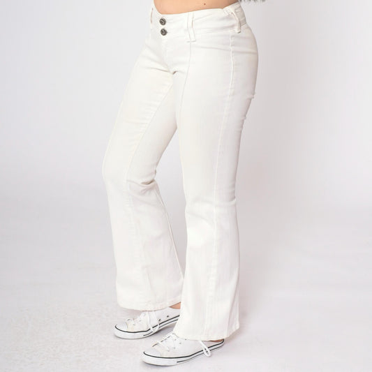 90s C'est Toi White Low Rise Flared Trousers Extra Small