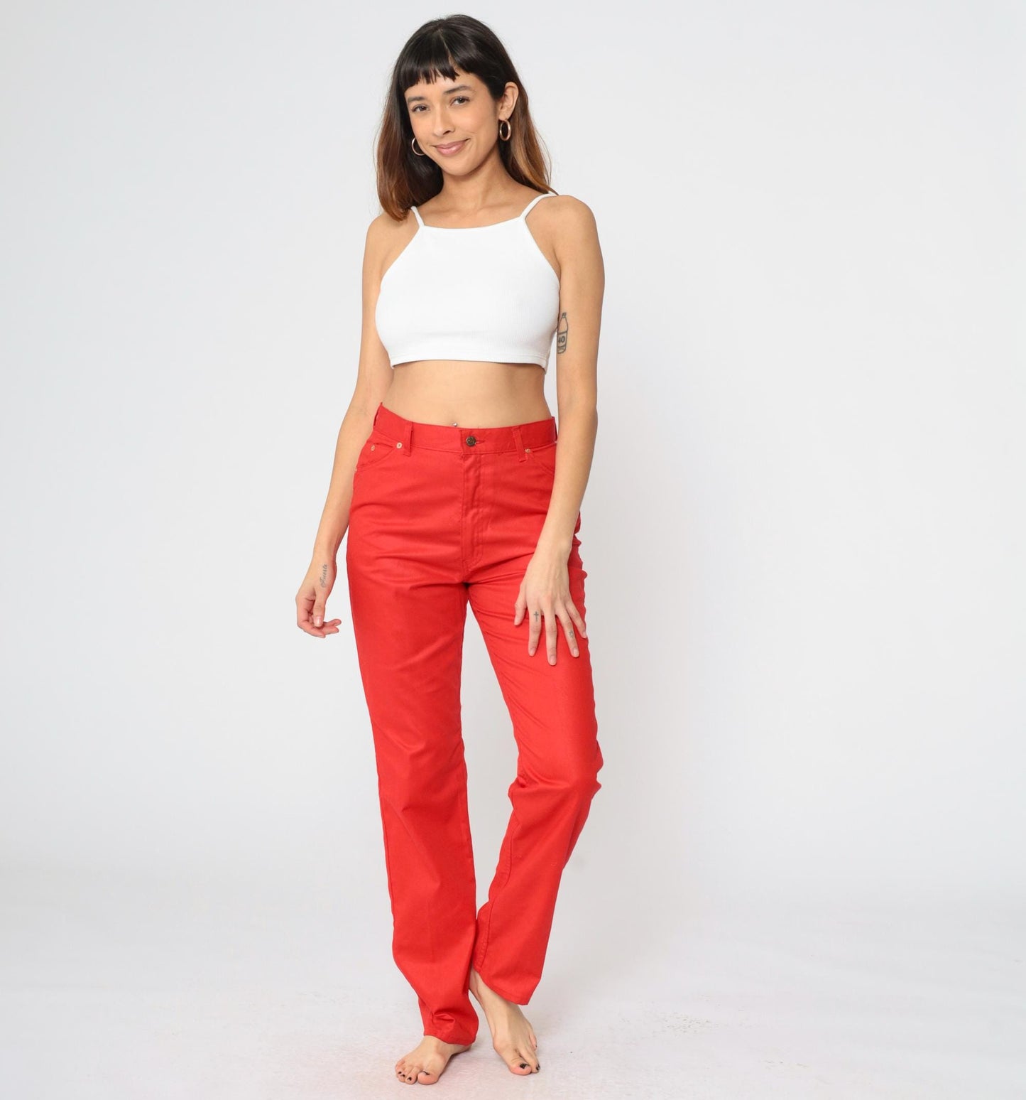80s Levi's Red High-Waist Straight Leg Trousers Medium
