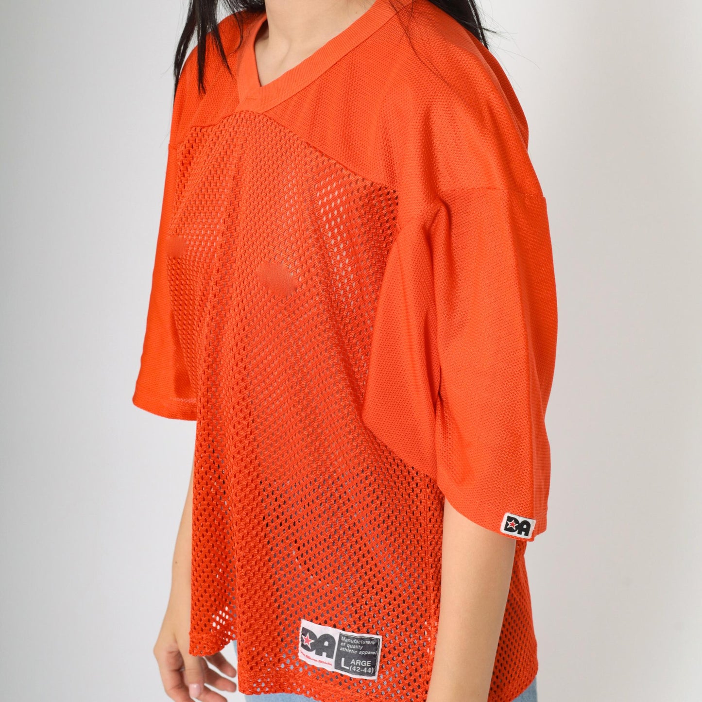 80s Don Alleson Athletic Football Jersey Orange Mesh V-Neck Large