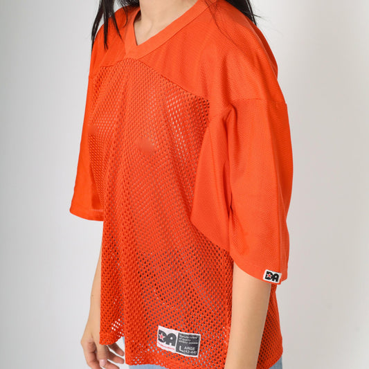 80s Don Alleson Athletic Football Jersey Orange Mesh V-Neck Large