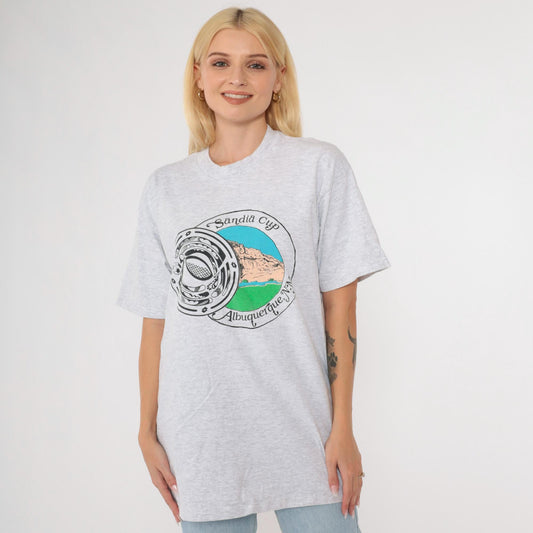 90s Sandia Cup Albuquerque Soccer Tournament Graphic T-Shirt Lotto Grey Medium