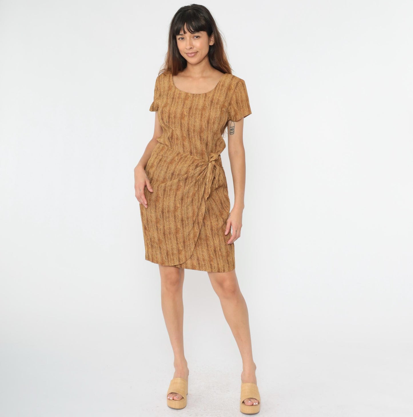 90s Jessica Howard Leopard Print Mini Dress Wrap Waist Short Sleeve Medium