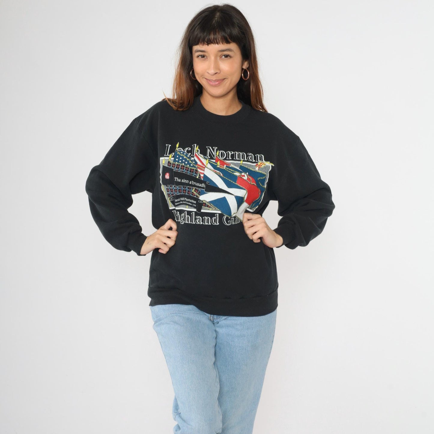 90s Loch Norman Highland Games Sweatshirt North Carolina Black Crewneck Medium