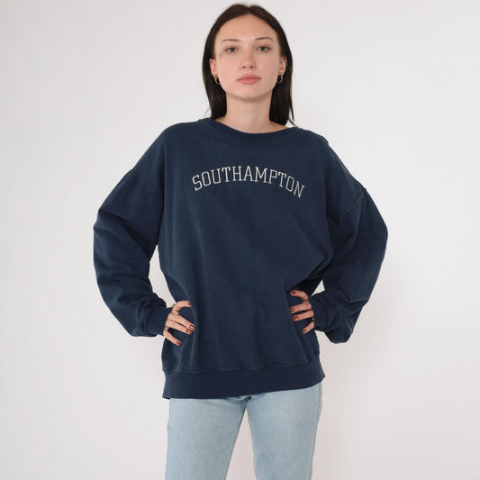 90s Southampton Hamptons Navy Embroidered Sweatshirt Crewneck Large L