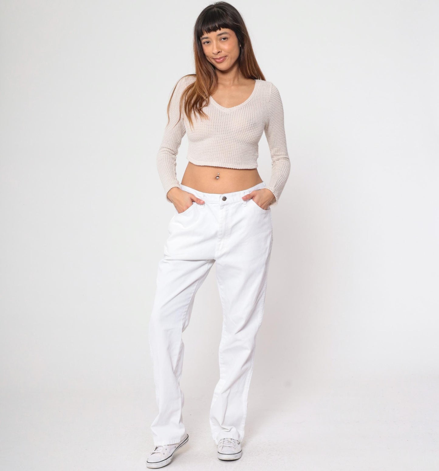Dickies White Denim Jeans High Rise Straight Leg Y2K Workwear 35x34