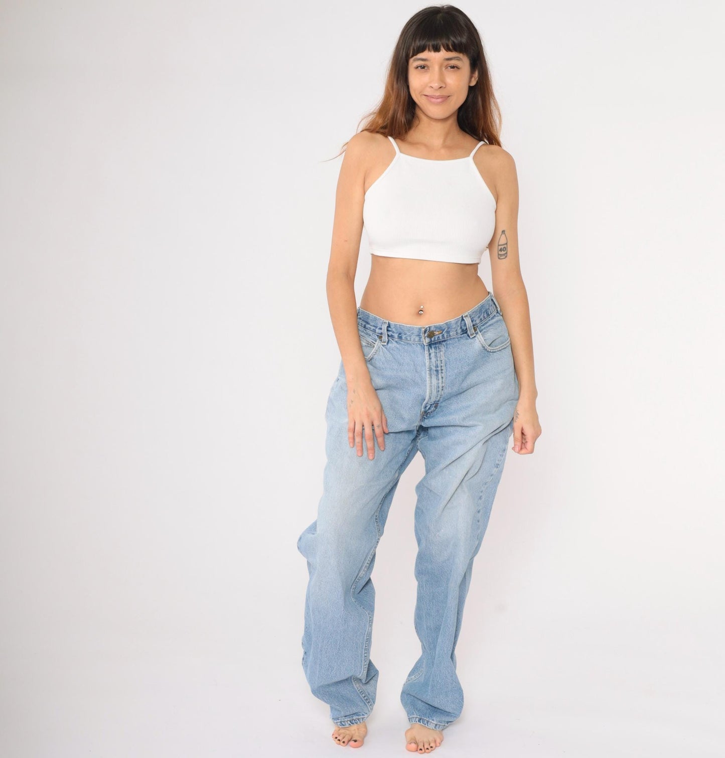 90s Austin Jeans Men's 38x36 High Rise Straight Leg Blue Denim Large