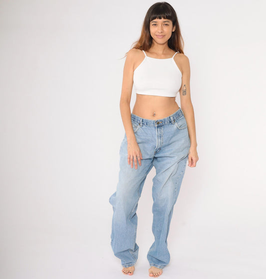 90s Austin Jeans Men's 38x36 High Rise Straight Leg Blue Denim Large