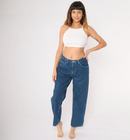 Y2K Old Navy High Waist Straight Leg Ankle Jeans Blue Denim Large 12