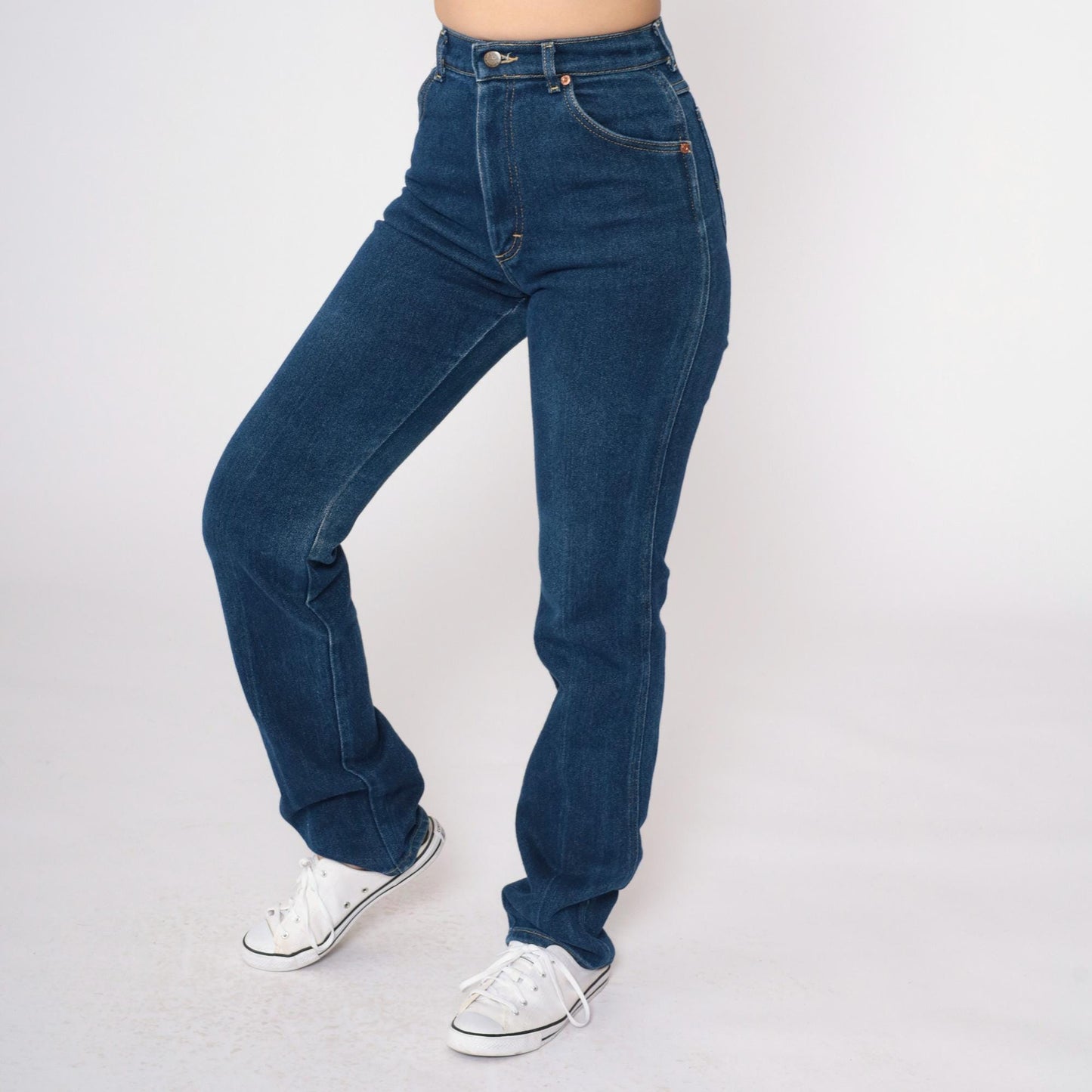 80s Lee High Waist Straight Leg Jeans Blue Denim Extra Small