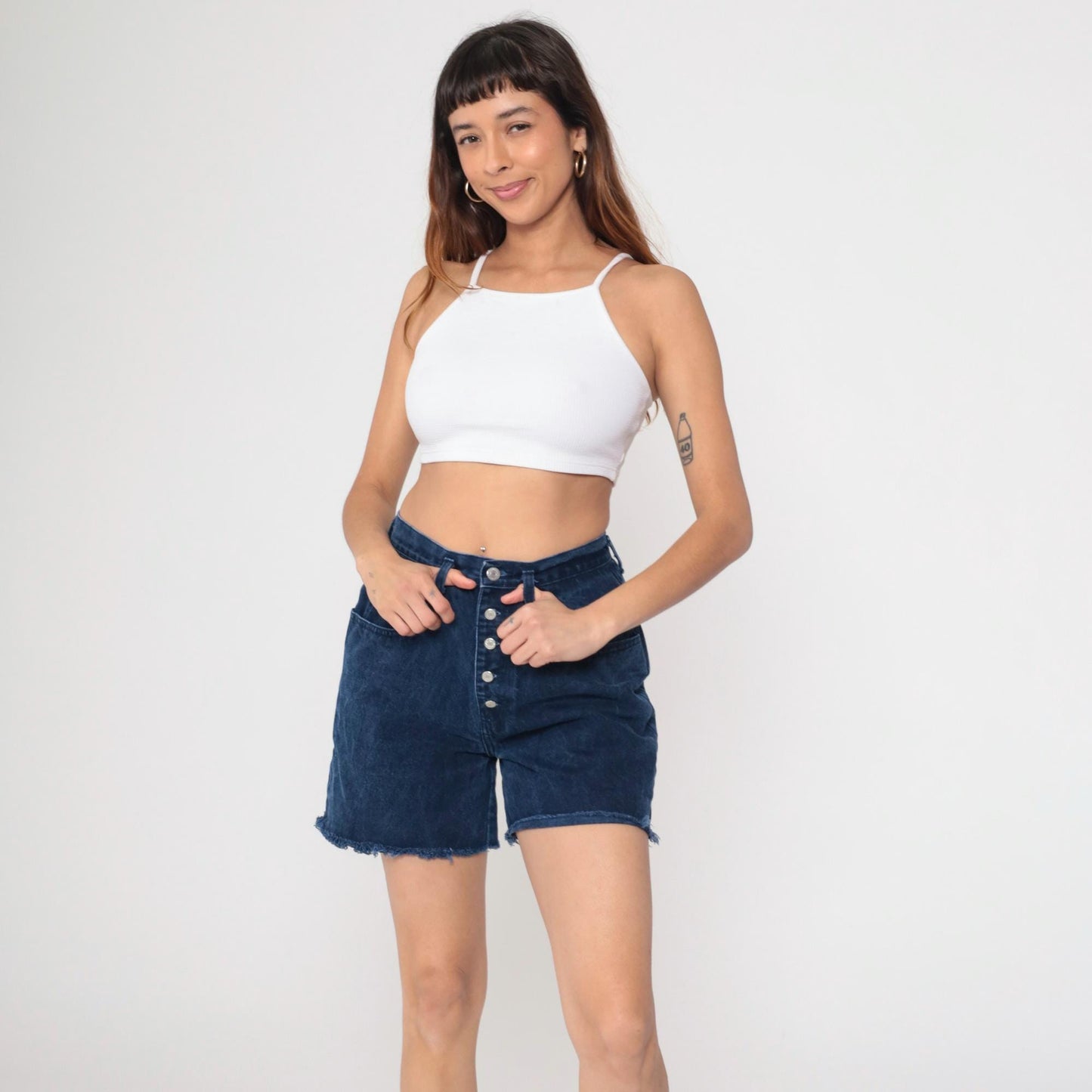 90s Jordache Dark Wash Denim Cutoff Shorts High Waisted Button Fly Medium