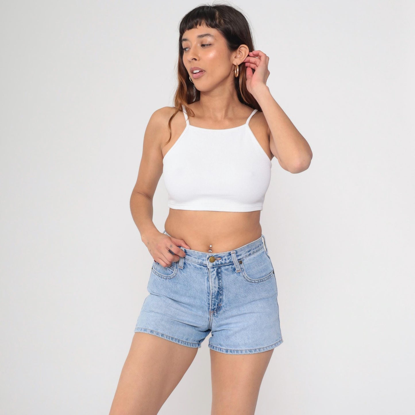 90s Mudd Light Wash Denim Shorts Mid Rise Blue Small