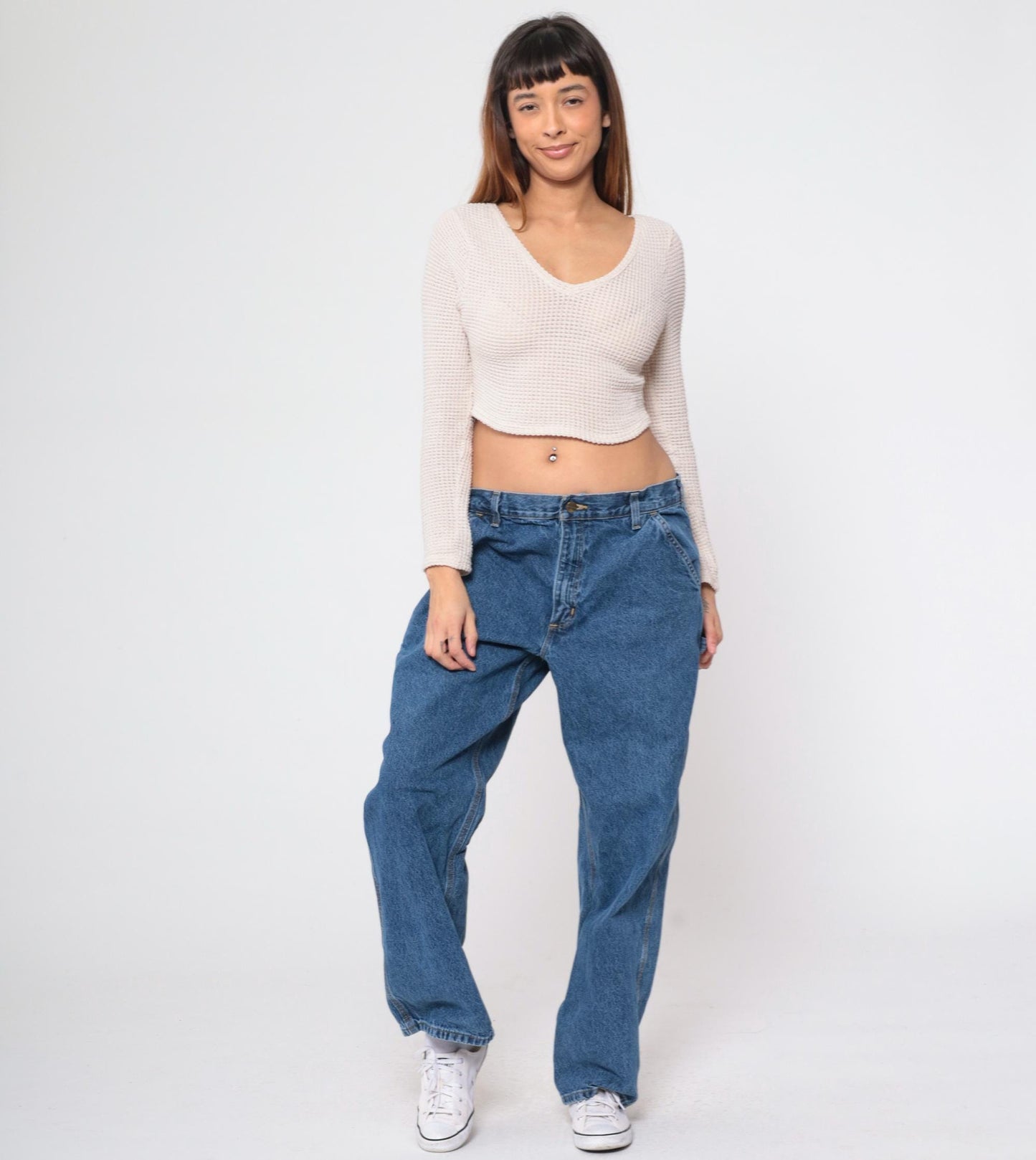 90s Carhartt Straight Leg Denim Jeans Blue Workwear Utility 36x30