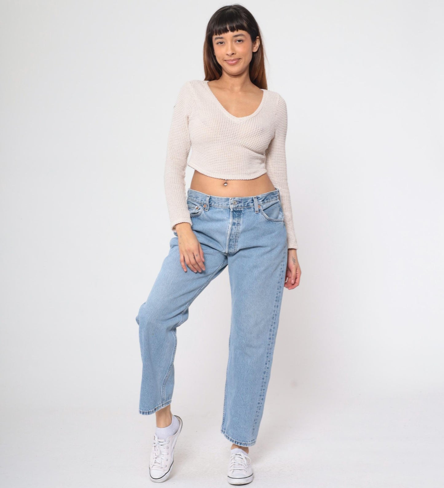 90s Levi's 501 Straight Leg Jeans High Rise Button Fly Blue Denim 36x29