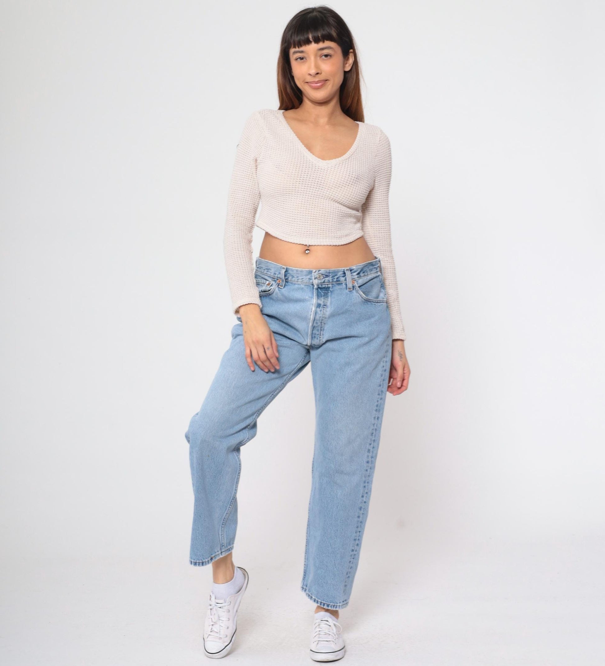 90s Levi's 501 Straight Leg Jeans High Rise Button Fly Blue Denim 36x29