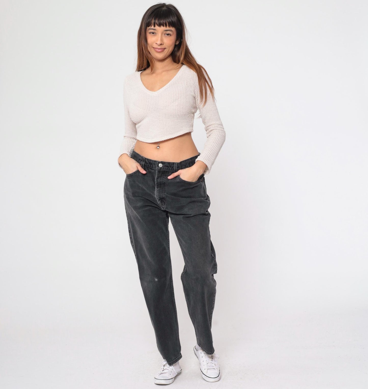 90s Levi's 505 Black Denim Jeans High Rise Straight Leg 34x30