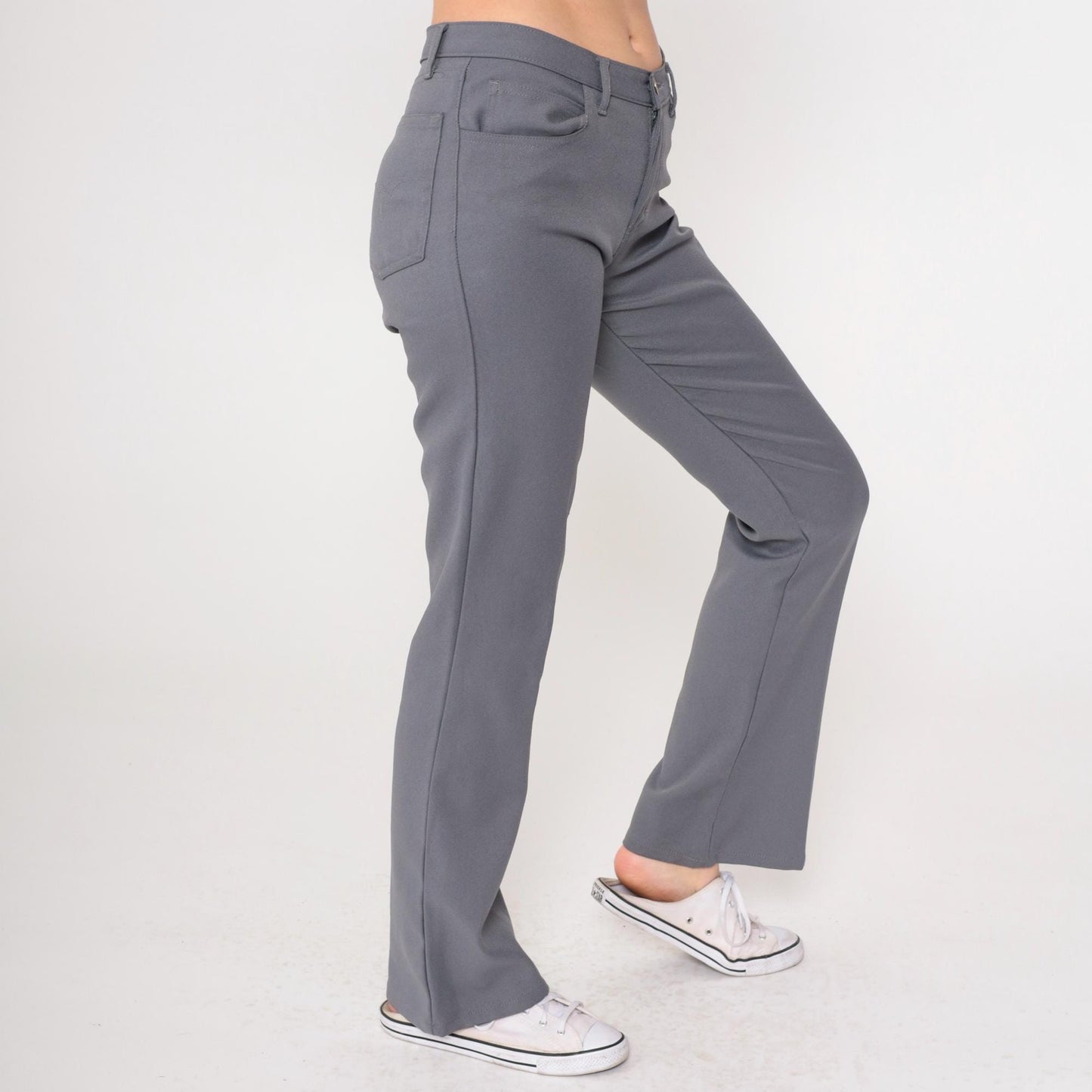 90s Paris Blues Grey Flared Pants Bell Bottom Mid Rise Small 5