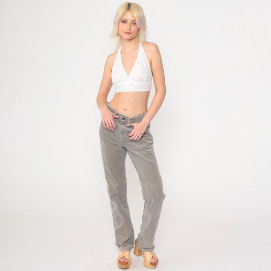 80s Levi's Grey Corduroy High-Rise Straight-Leg Pants Medium