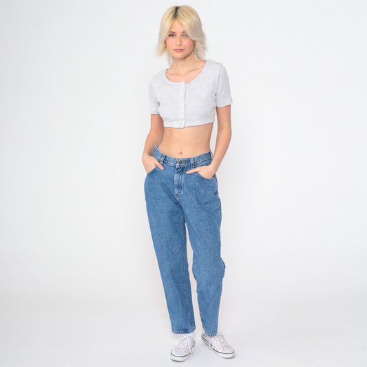 90s Lee High Waist Straight Leg Jeans Blue Denim Small