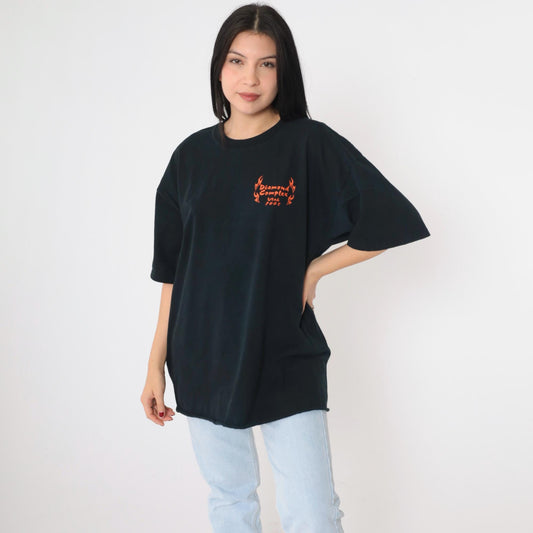 2000s Diamond Complex Firefighter Wildfire Graphic T-Shirt Black Extra Large