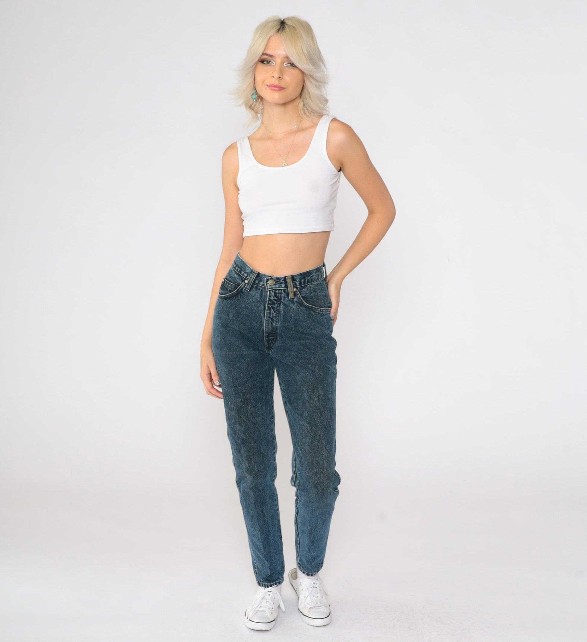 90s Levi's 900 Series High-Waist Tapered Mom Jeans Dark Blue Denim Extra Small