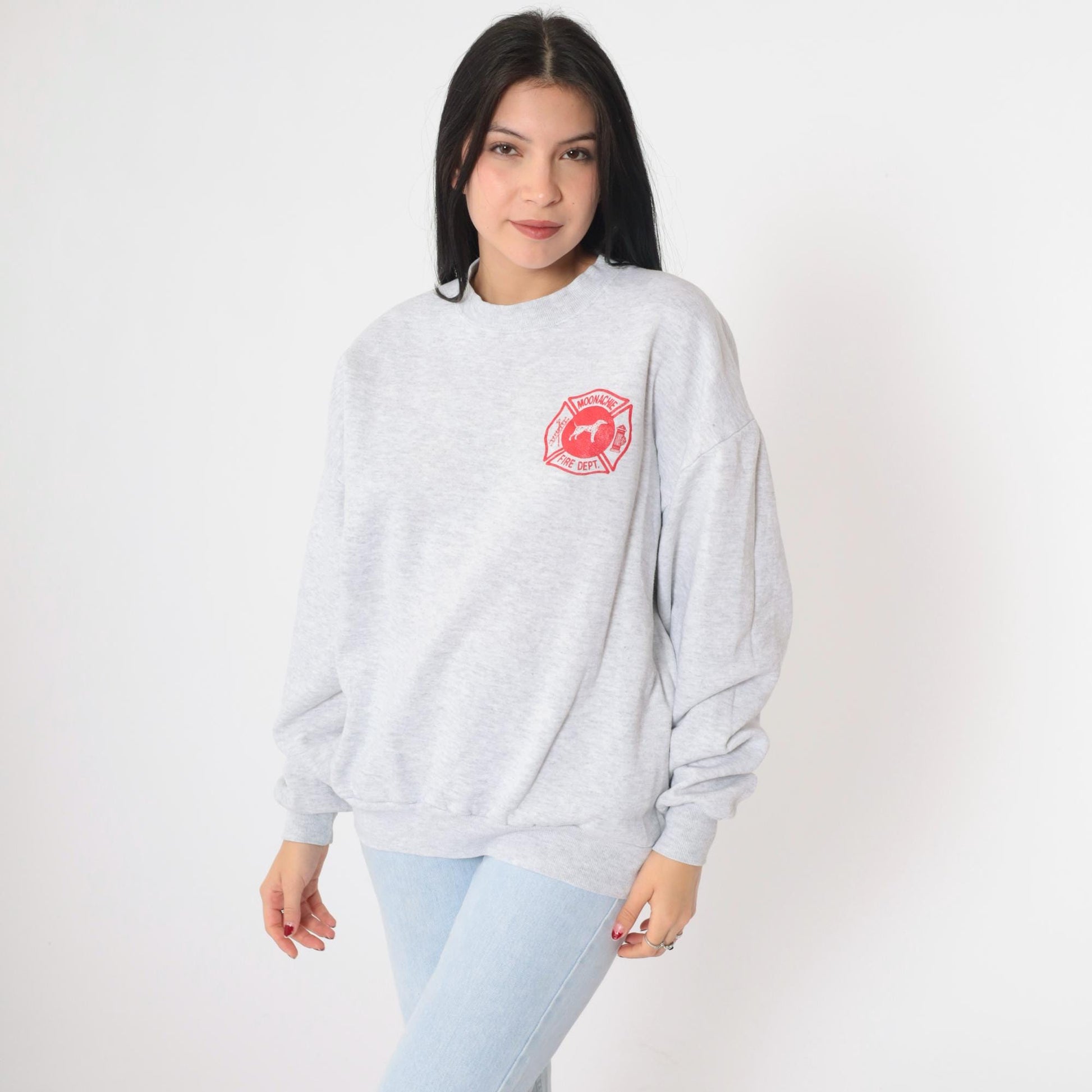 90s Moonachie Fire Department Sweatshirt New Jersey Firefighter Grey Extra Large XXL