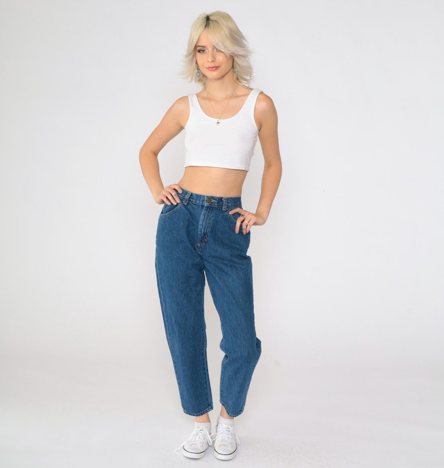 90s Dillard's Drygoods Mom Jeans Blue Denim High Rise Tapered Small Short