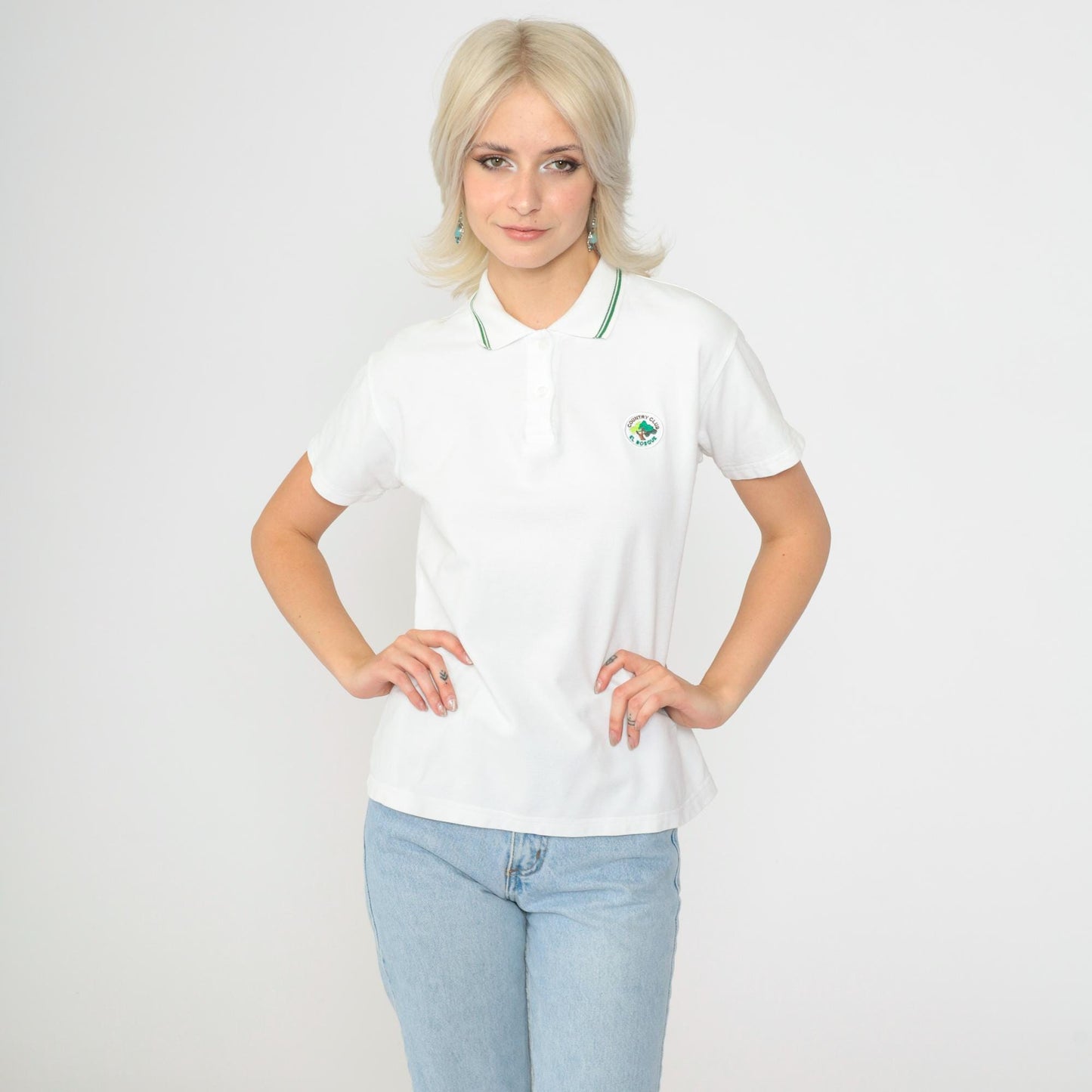 90s El Bosque Country Club Golf Polo Shirt White Medium M