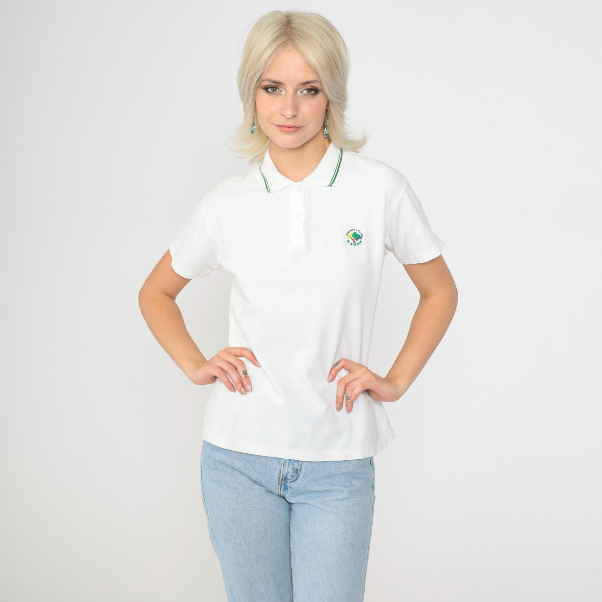 90s El Bosque Country Club Golf Polo Shirt White Medium M