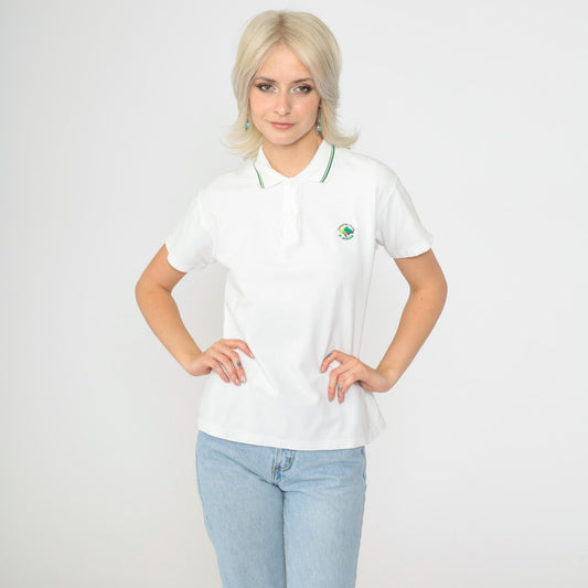 90s El Bosque Country Club Golf Polo Shirt White Medium M