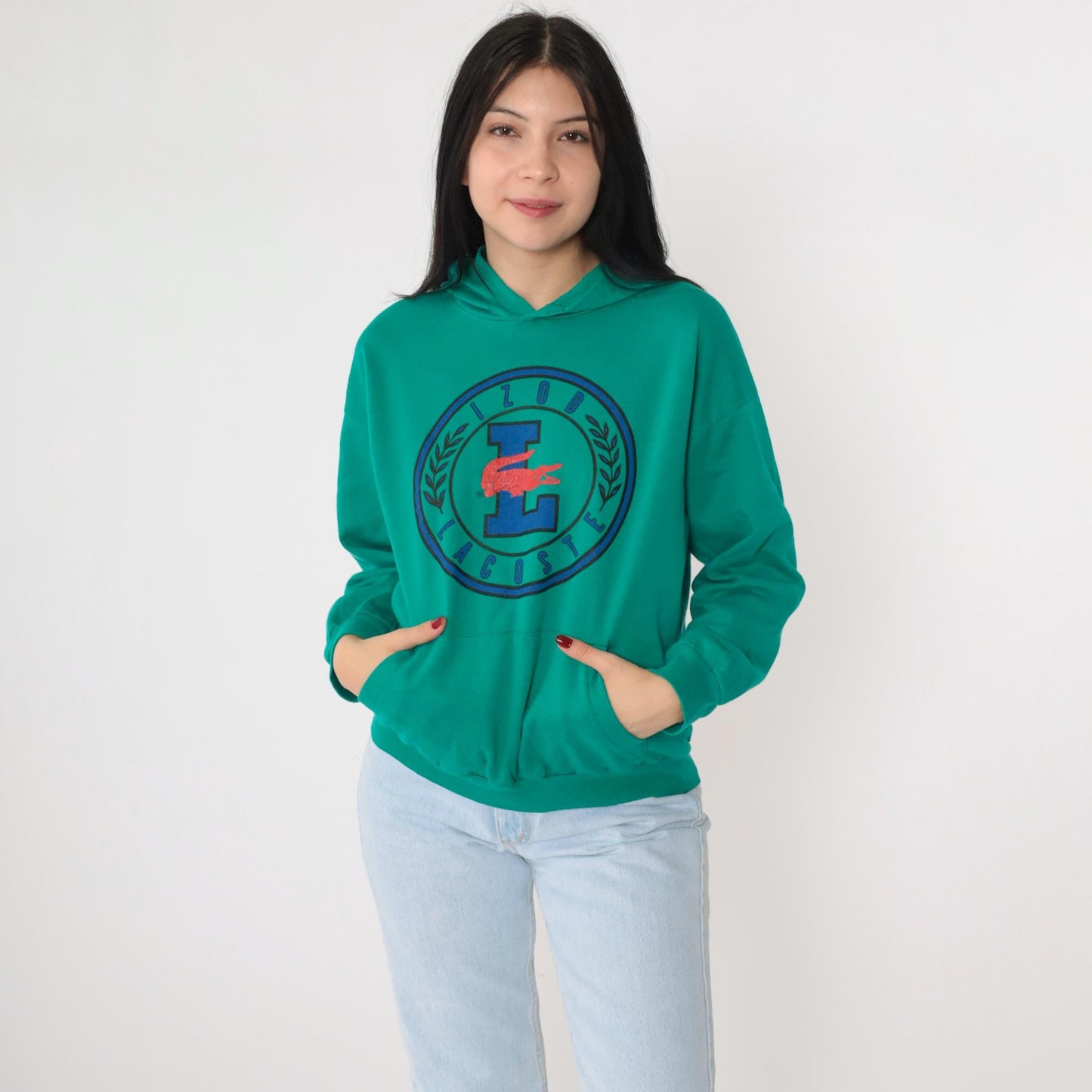 90s Izod Lacoste Green Hoodie Sweatshirt Small