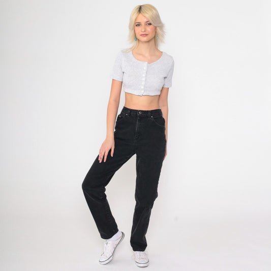90s Riders Black High Rise Tapered Jeans Cotton Denim Small 6