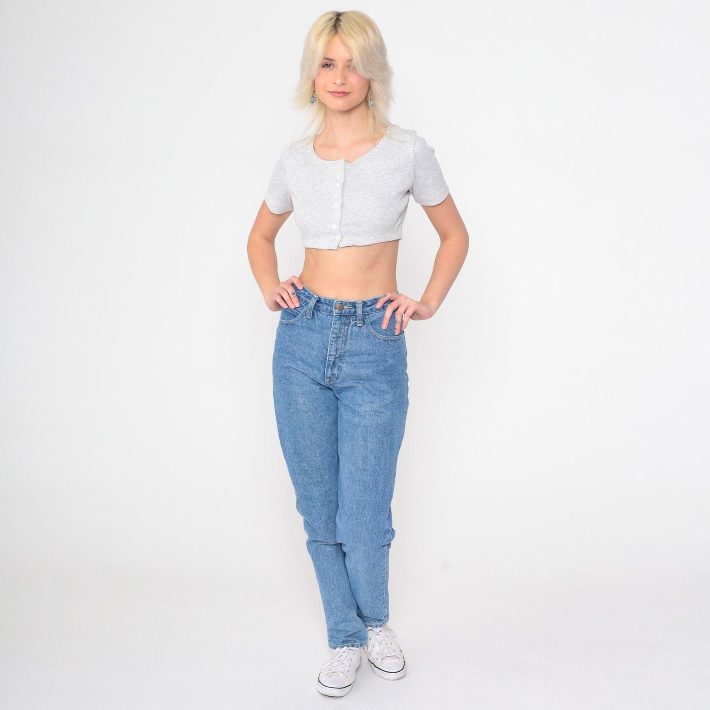 90s Guess High Waisted Tapered Jeans Blue Denim Small S