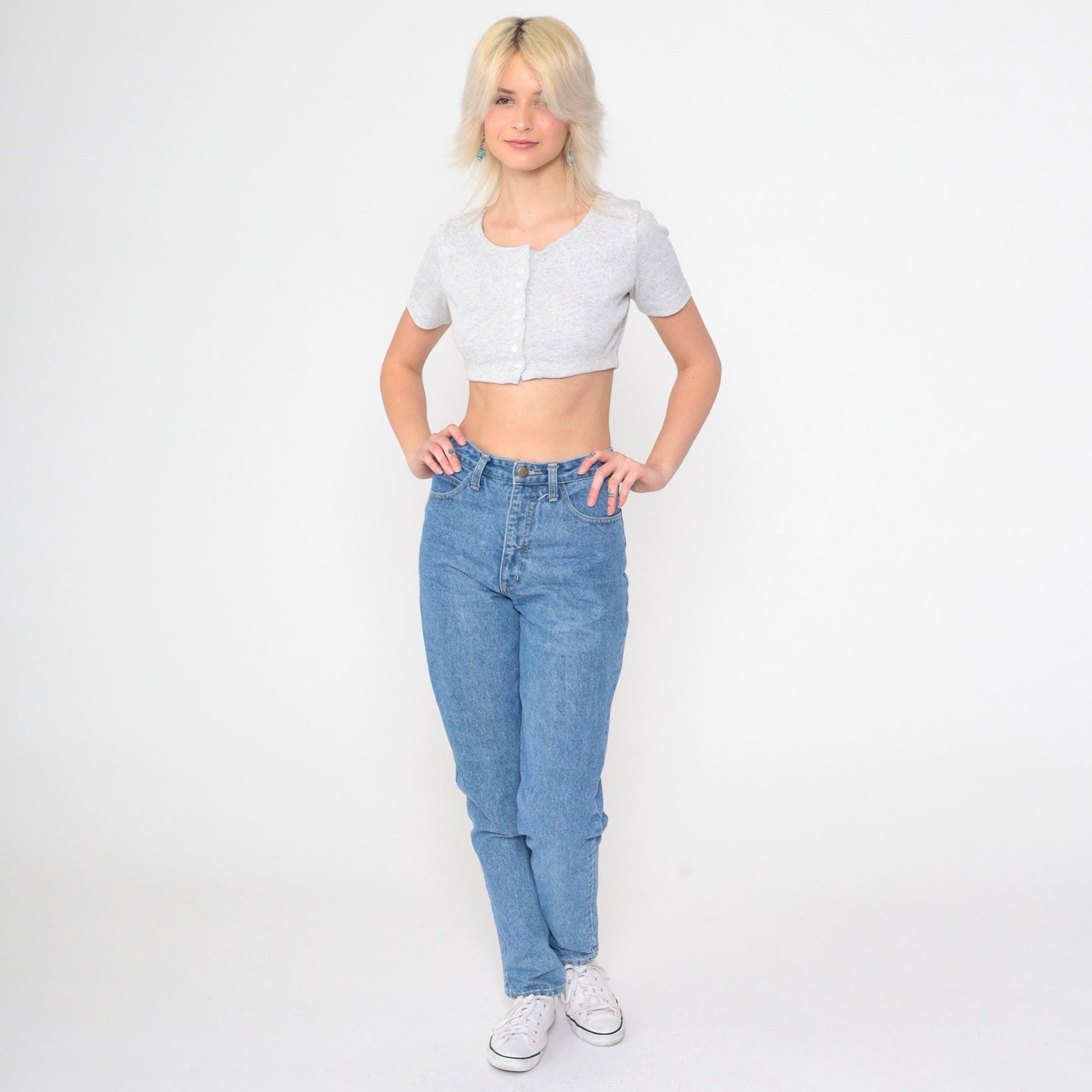 90s Guess High Waisted Tapered Jeans Blue Denim Small S
