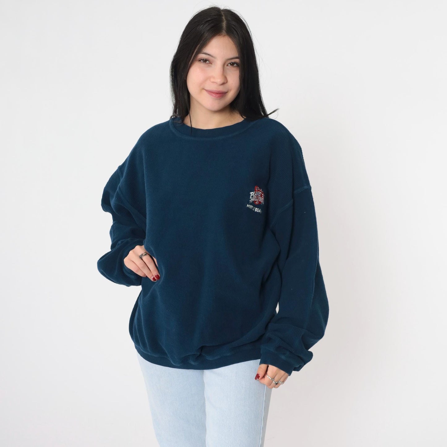 90s Planet Hollywood Myrtle Beach Sweatshirt Navy Cotton Crewneck Small